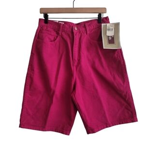 VTG Bill Blass Hot Pink Denim Long Shorts High Waisted 100% Cotton NEW DEADSTOCK